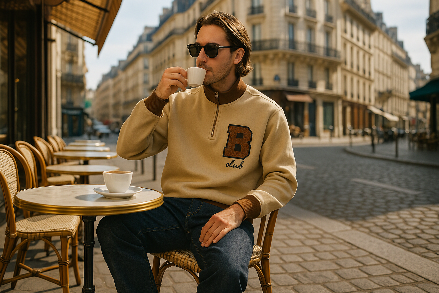 Homme stylé portant un pull half zip Bliss
